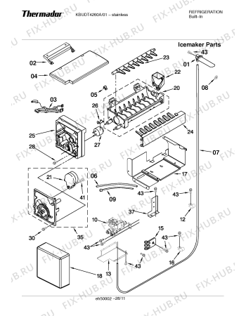 Схема №26 KBUDT4250A 42" SXS REFRIG (SS) DESIGNER HDL с изображением Внешняя дверь для посудомойки Bosch 00241267